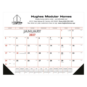 Red & Black Desk Pad with Vinyl Corners Calendars