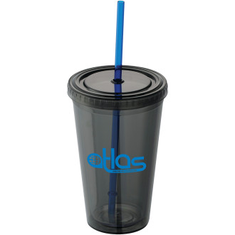 16 oz. Premium Double Wall Sedici Tumbler with Straw