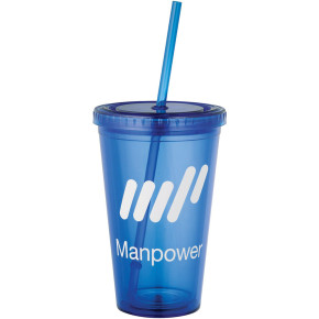 16 oz. Premium Double Wall Sedici Tumbler with Straw