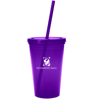 Custom Tumbler w/ Straw -16 oz Budget Double-Wall