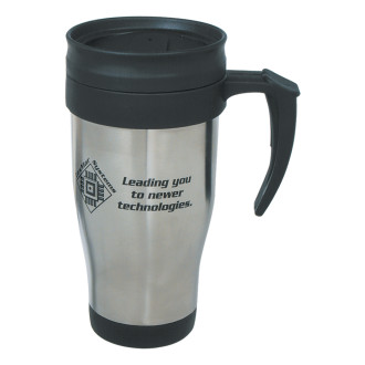 16 Oz. Stainless Steel Travel Mugs With Slide Action Lid And Pla