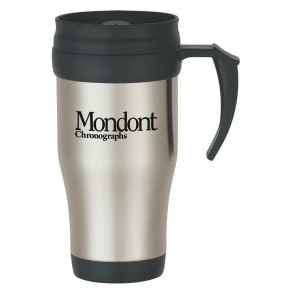 16 Oz. Stainless Steel Travel Mugs With Slide Action Lid And Pla