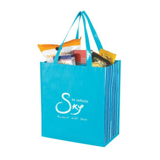 Shiny Laminated Non-Woven Tropic Shopper Totes