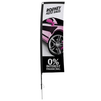 10' Rectangle Sail Sign Kit Single-Sided w/Spike Base