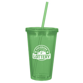 16 Oz. Double Wall Acrylic Tumbler With Straw