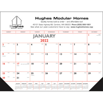 Red & Black Desk Pad with Vinyl Corners Calendars