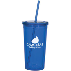 24 Oz. Double Wall Acrylic Tumbler With Straw