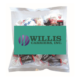 Business Card Magnet w/ Small Bags of Tootsie Rolls