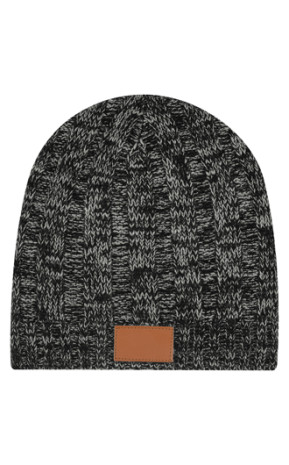 Knit Beanies With Leatherette Patch