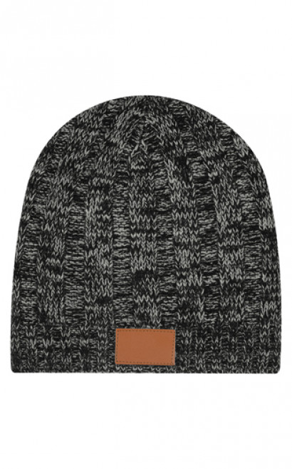 Knit Beanies With Leatherette Patch