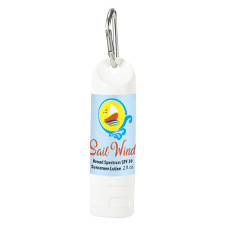 2 Oz. SPF 30 Sunscreen Lotion Carabiner Bottles