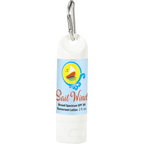 2 Oz. SPF 30 Sunscreen Lotion Carabiner Bottles