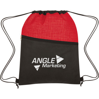 Crosshatch Two-Tone Non-Woven Drawstring Bags