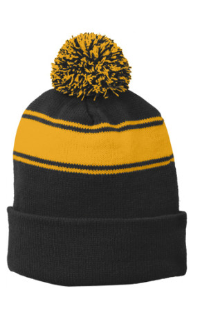 Sport-Tek Stripe Pom Pom Beanies