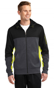 Sport-Tek Tech Fleece Colorblock Full Zip Hooded Jacket
