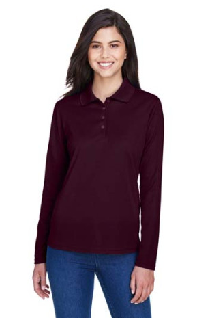 Core 365 Women's Pinnacle Performance Long-Sleeve Pique Polo Emb