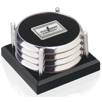 Four Coasters with Black Acrylic Tray