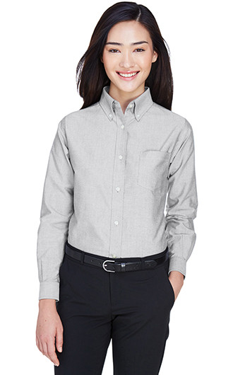 UltraClub Women's Classic Wrinkle-Resistant Long-Sleeve Oxford