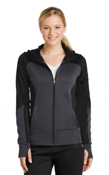 Sport-Tek Ladies Tech Fleece Colorblock Full Zip Hooded Jacket