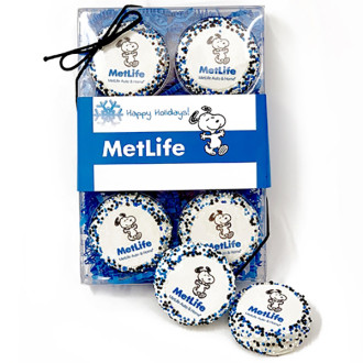 Clear Acetate Gift Boxes of 6 Logo Oreos with Branded Custom Sle