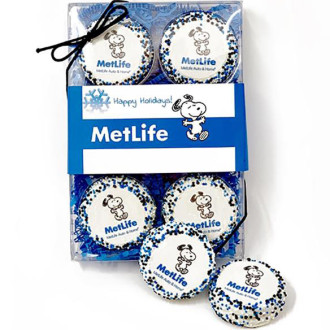 Clear Acetate Gift Boxes of 6 Logo Oreos with Branded Custom Sle