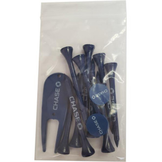 Golf Tee Polybag Combo Pack with (10) 2 3/4 Inch Tees, (2) Ball