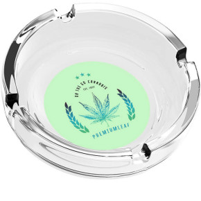 Glass Ashtray with Custom Sticker