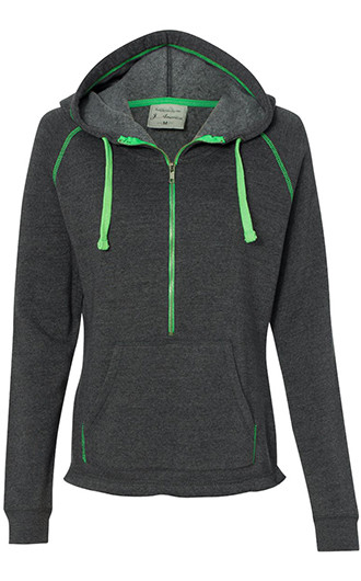 J. America - Women's Half-Zip Triblend Hooded Pullover Sweatshi
