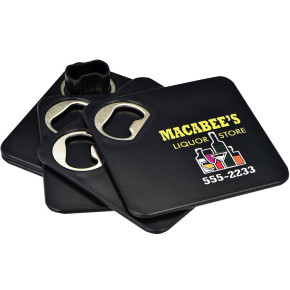 Bottle Opener Coaster Set - Black