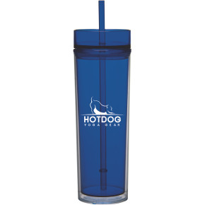 16 Oz Tube Tumbler With Straw