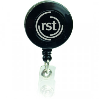 Round Pad Print Retractable Badge Holder with Slide on Clip