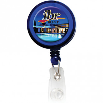 Round Domed Retractable Badge Holder with Slide on Clip