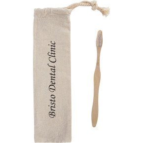 Bamboo Toothbrush In Cotton Pouch