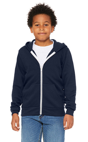 Bella Canvas Youth Sponge Fleece Full-Zip Hooded Sweatshirt