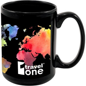 15oz Full Color Black Stoneware Magna Mug